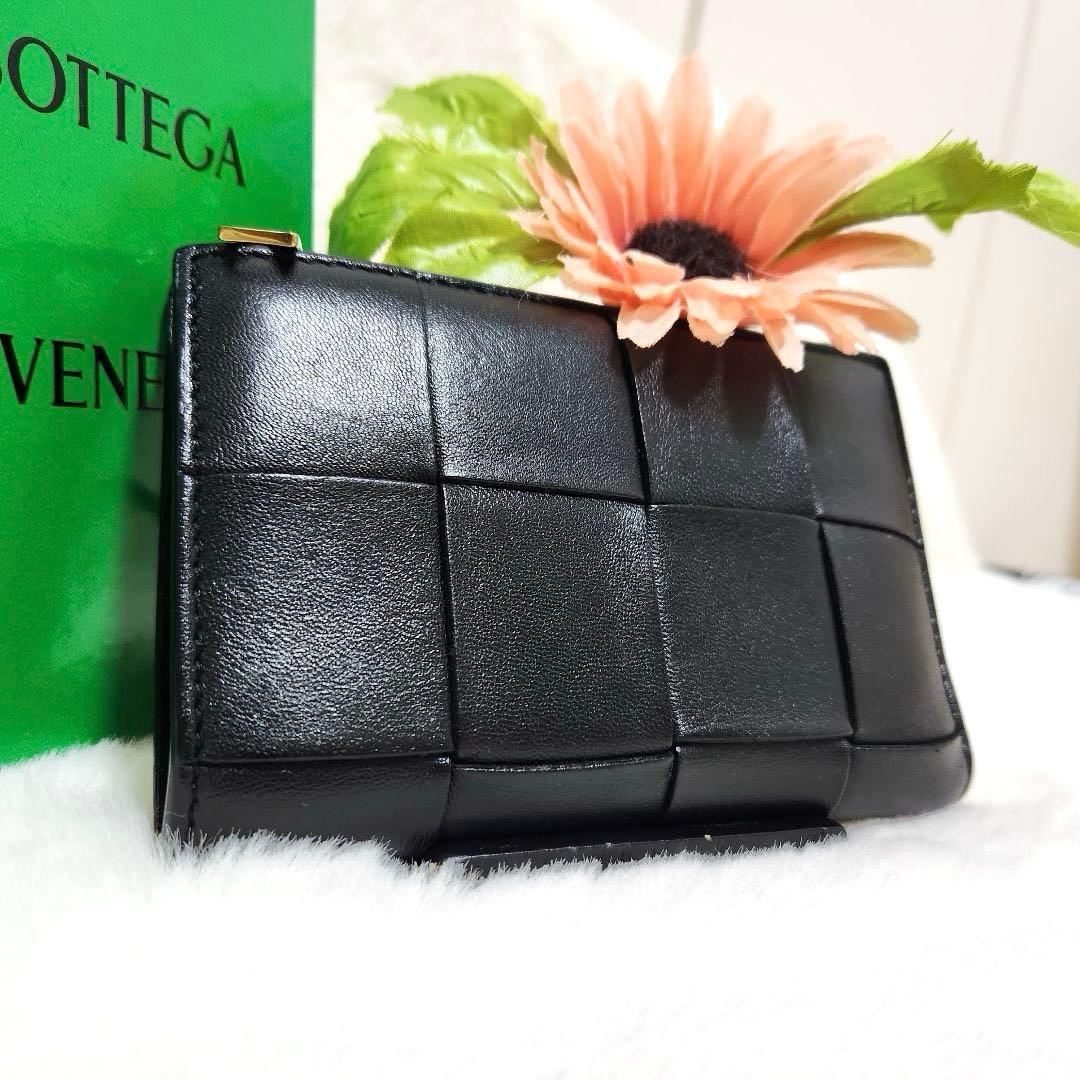 ✨極美品✨ボッテガ　長財布　二つ折り　カセット　ミディアム　レザー　ブラック　黒