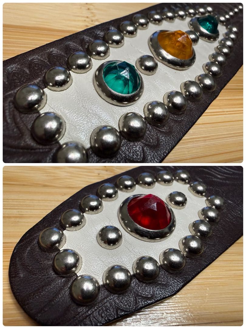 ⭐️美品⭐️レア⭐️エースウエスタンスタッズベルト⭐️マルチカラーストーン⭐️34インチ