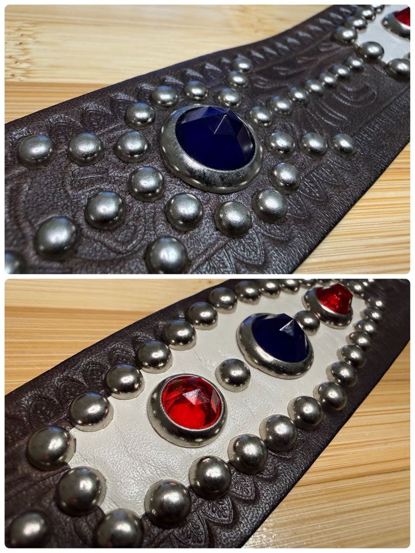 ⭐️美品⭐️レア⭐️エースウエスタンスタッズベルト⭐️マルチカラーストーン⭐️34インチ