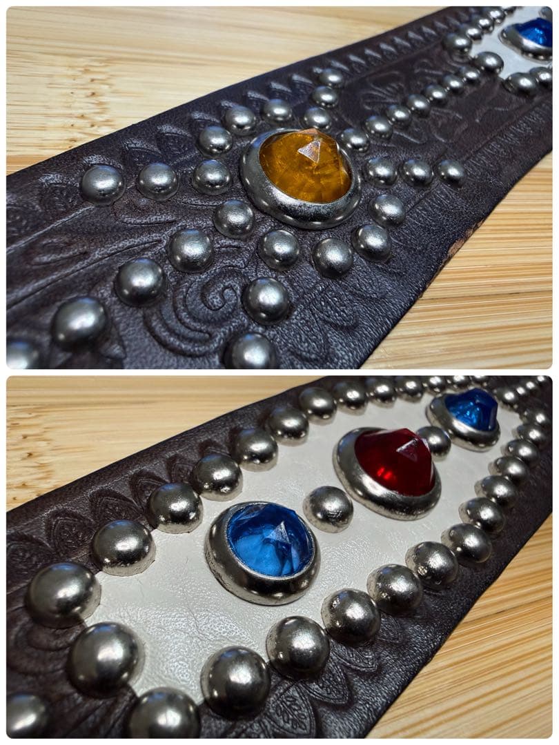 ⭐️美品⭐️レア⭐️エースウエスタンスタッズベルト⭐️マルチカラーストーン⭐️34インチ