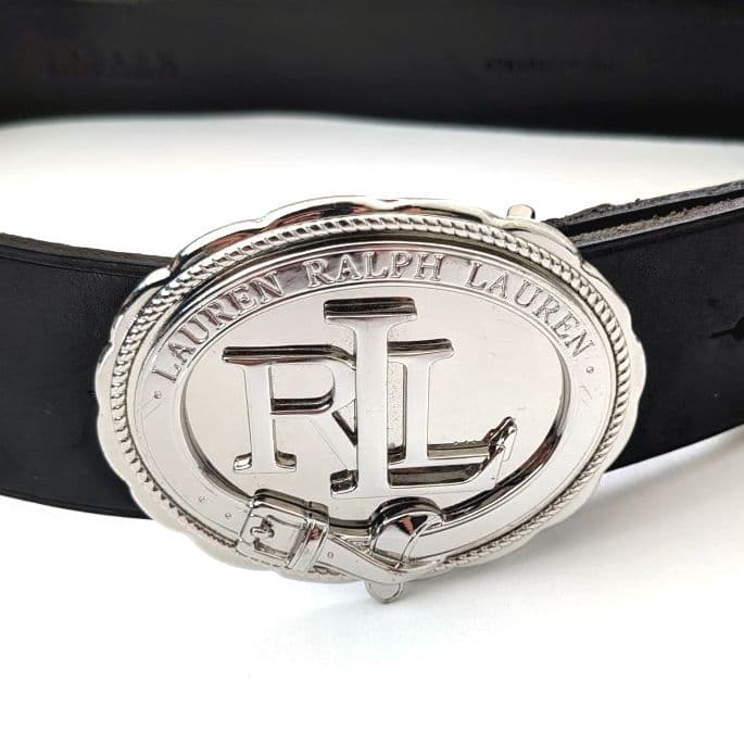 Vintage ローレンラルフローレン RLロゴ 大判バックル レザーベルト