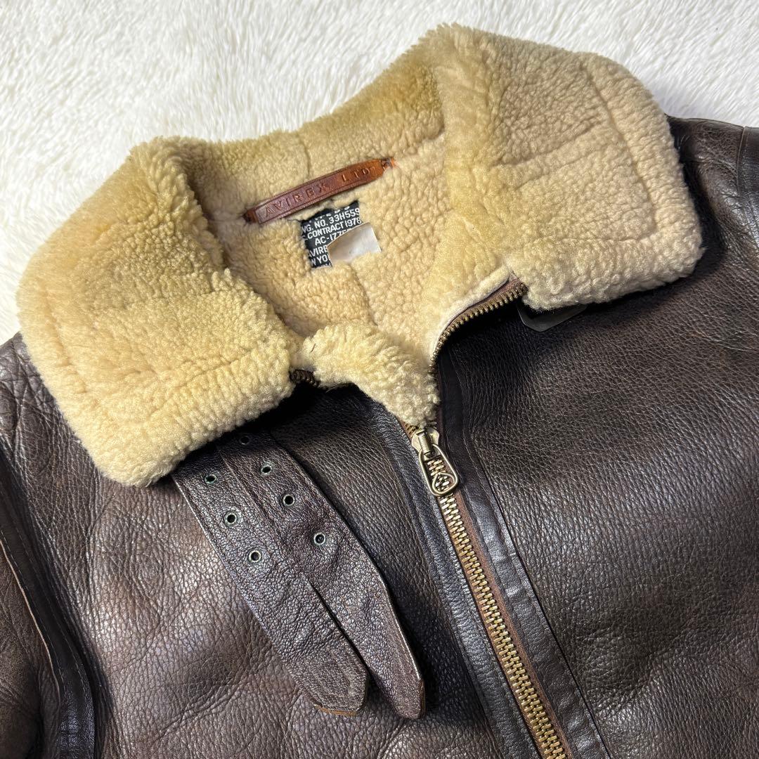 【USA製】 AVIREX B-3 ムートン フライトジャケット 40 短丈