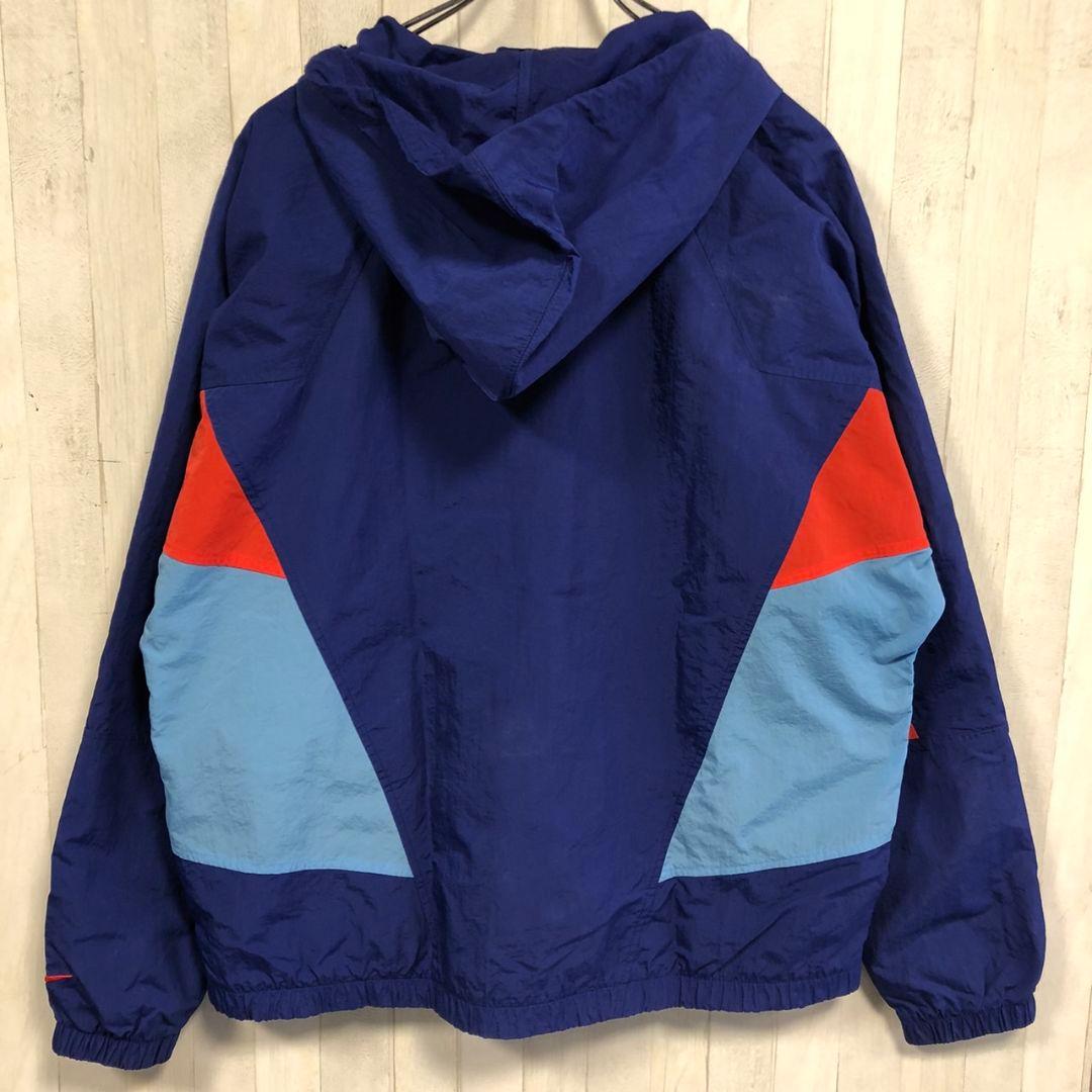 Nike　ナイキ　スウッシュ刺繍　ナイロンジャケット　青　ブルー　L XL 古着