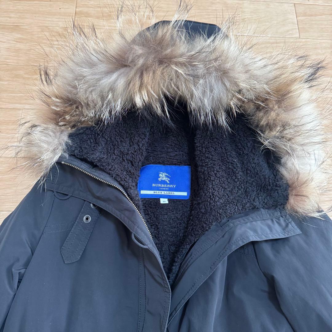 バーバリーブルーレーベル　ボアライナー付き　ファー　モッズコート　40 L 黒