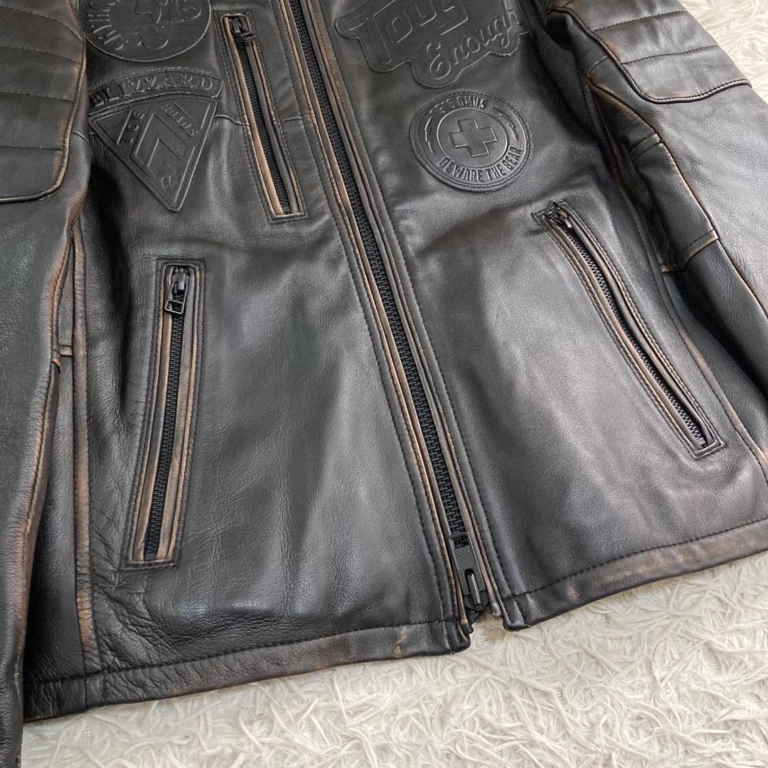 15799✨良品✨アビレックス 茶芯加工 シープスキン ライダースジャケット