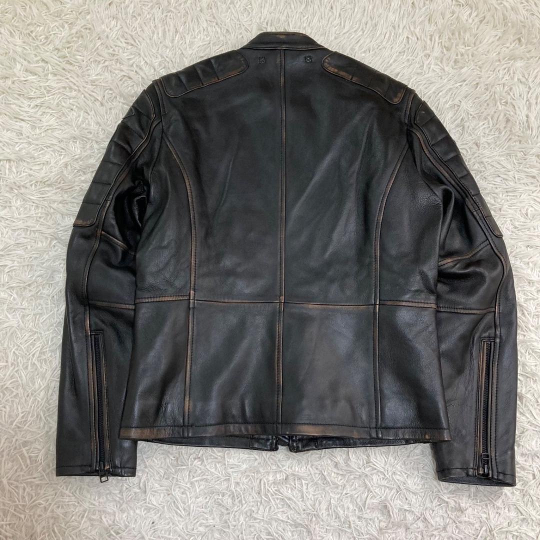 15799✨良品✨アビレックス 茶芯加工 シープスキン ライダースジャケット