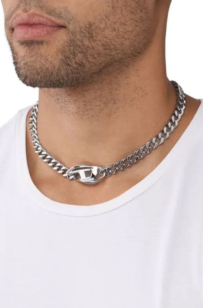 あ*情様 【値下げ可】DIESEL シルバーチェーンネックレス DX1412