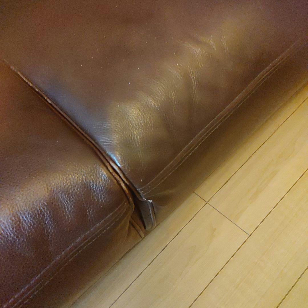 ブラウンレザー2人掛けソファ　引き取りのみ