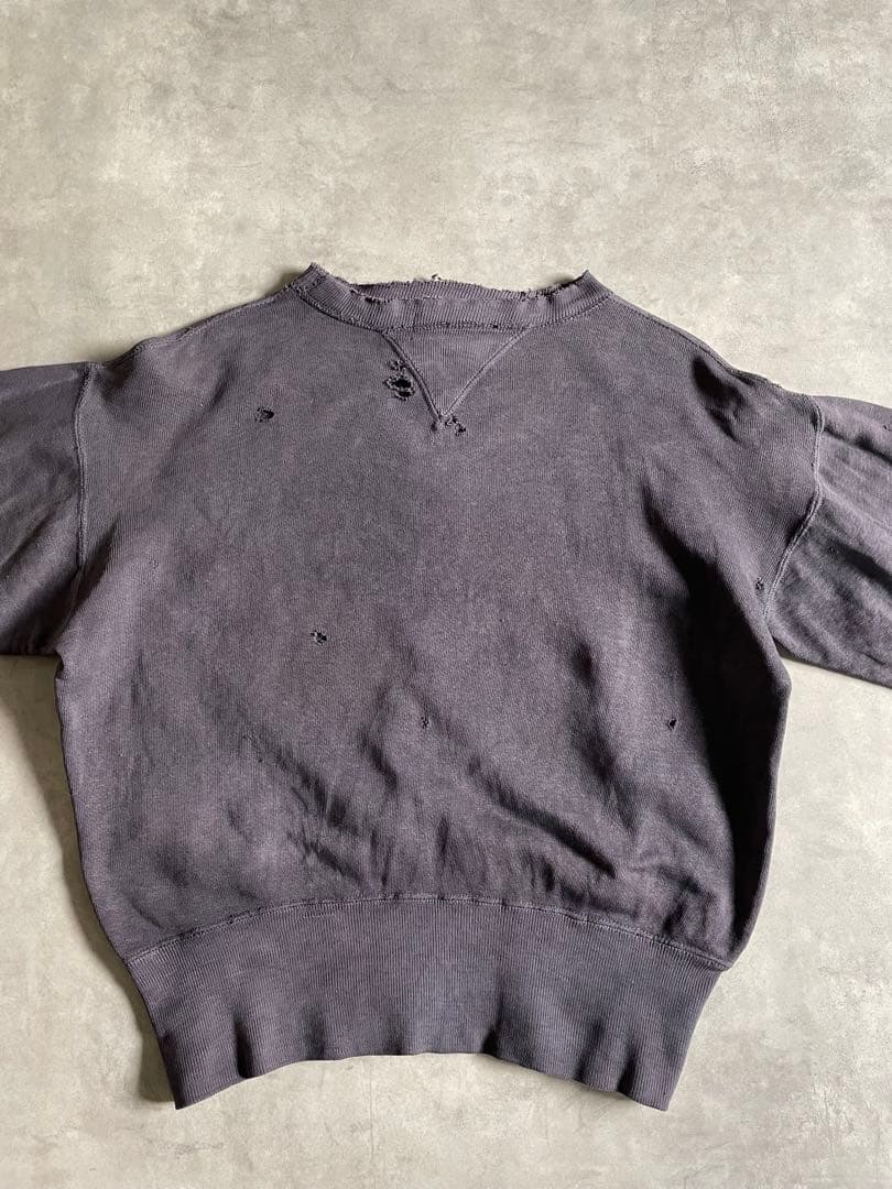 あ*お様 40s 両V ナス紺 スウェット 襤褸
