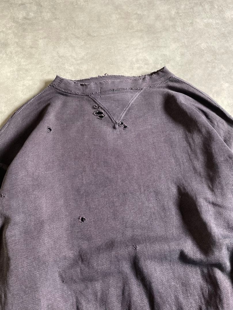 あ*お様 40s 両V ナス紺 スウェット 襤褸
