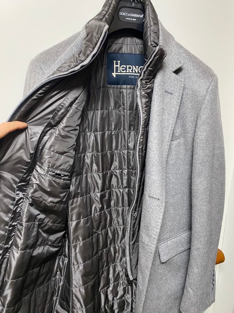 HERNO ヘルノ コロンボ　カシミヤ　チェスターコート ライトグレー 48