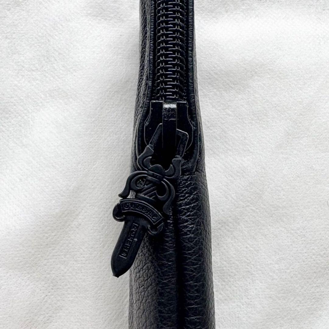 クロムハーツ メガネケース レザー クロスパッチ ダガーファスナー クロス