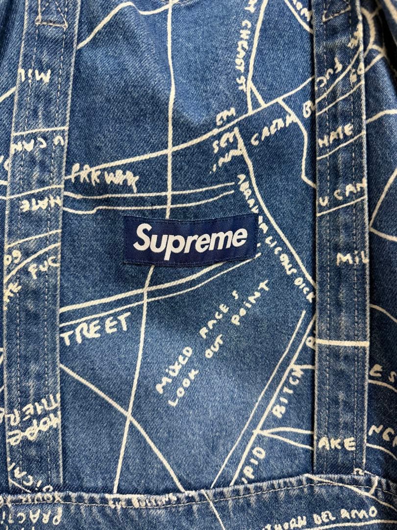 Supreme 地図柄 デニム トートバッグ