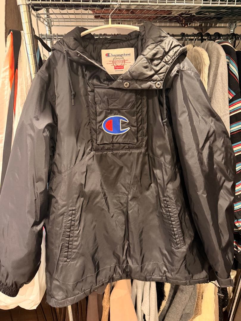 Champion × Supreme ナイロンジャケット M ブラック