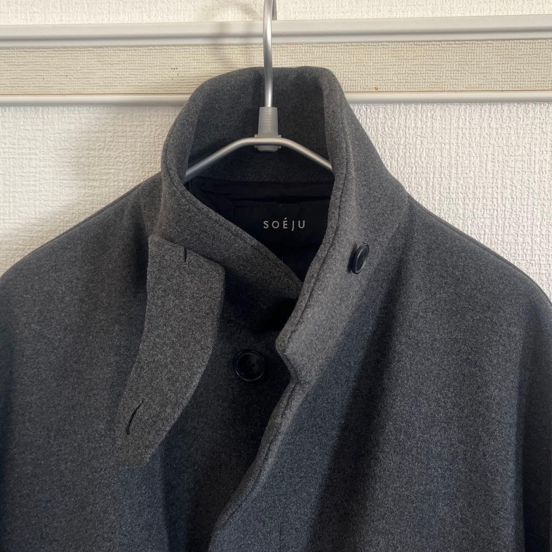 SOEJU グレー スーパー140メルトンバルマカーンコート