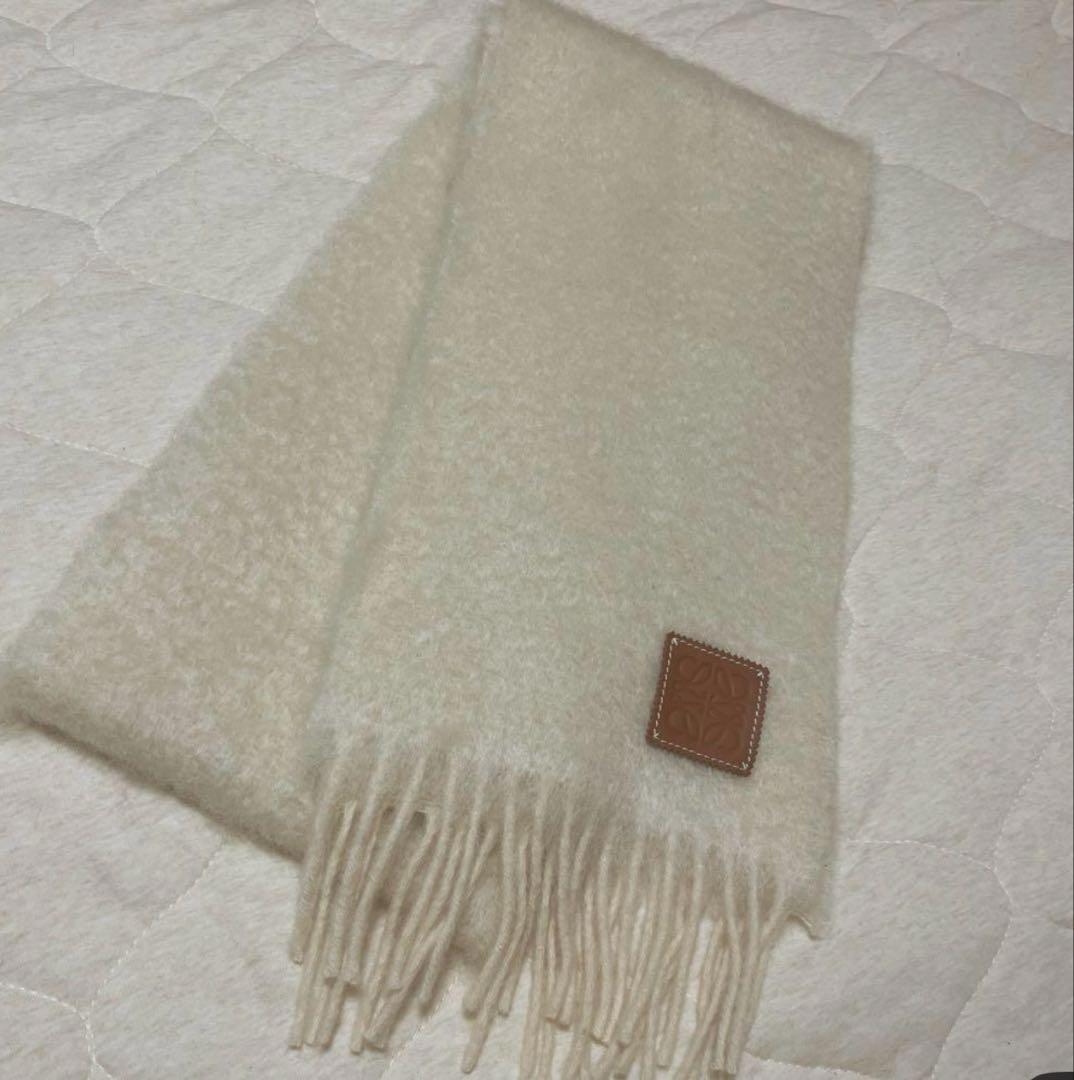 LOEWE/ロエベマフラーアイボリー モヘア&ウール