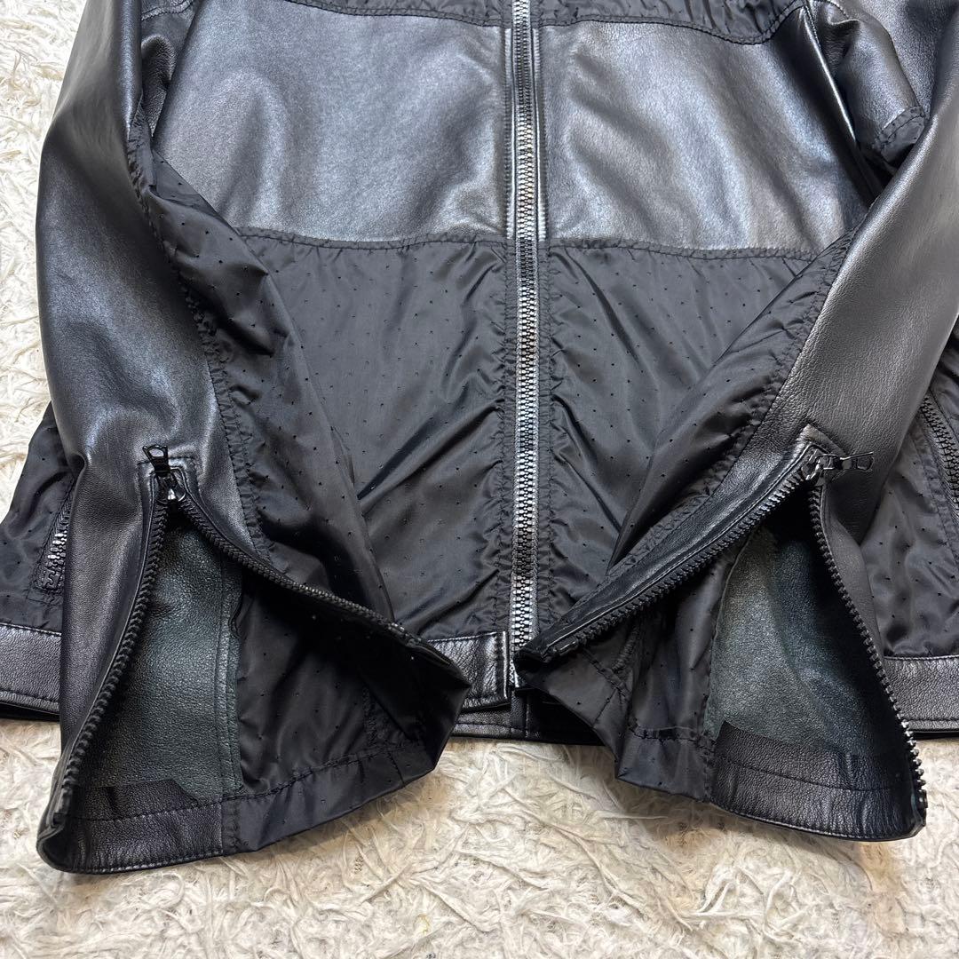 美品【ドローム】シングル　レザー　ririジップ　切り替え　イタリア　羊革　XS