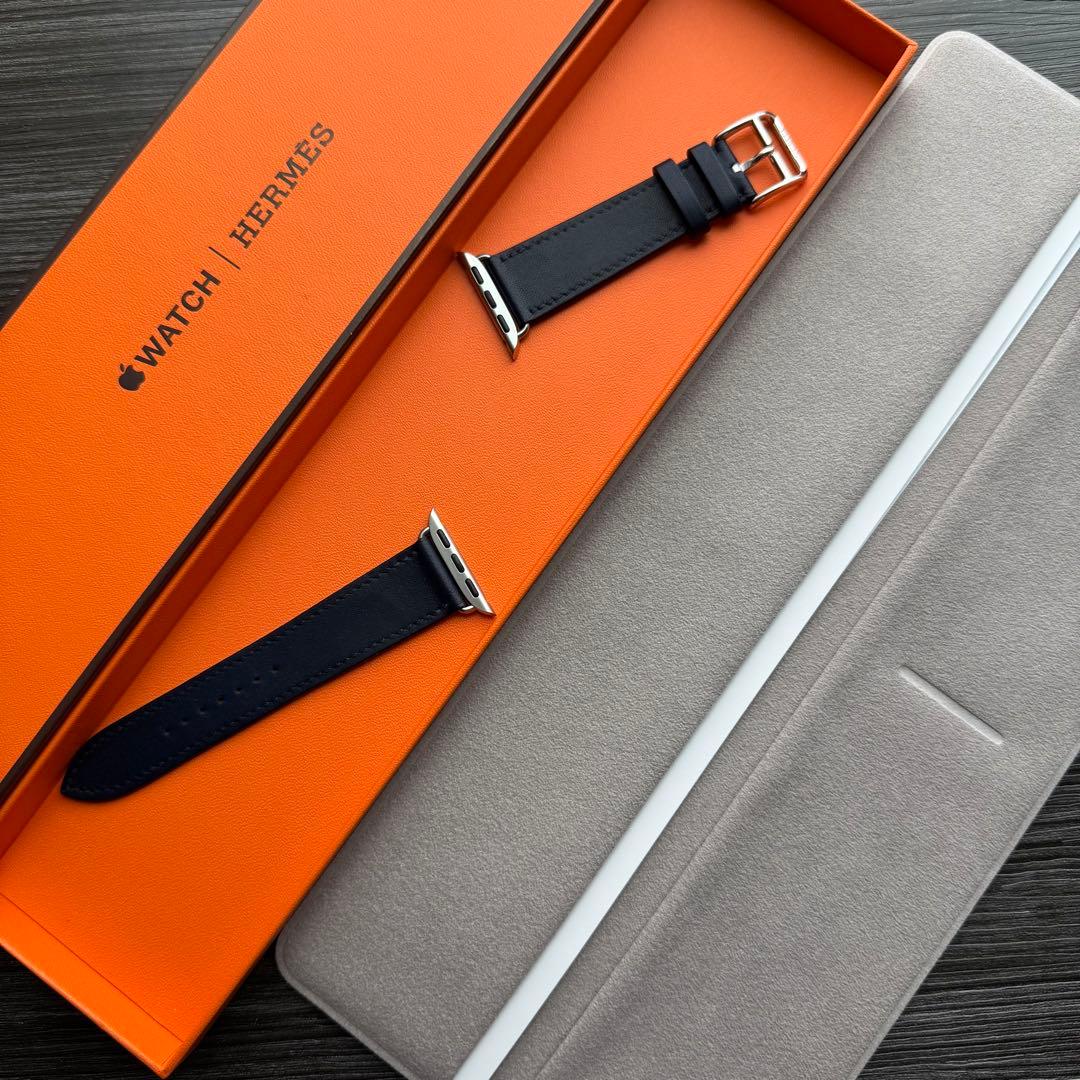 2632 ほぼ未使用　Apple Watch エルメス　ネイビー　レザーバンド