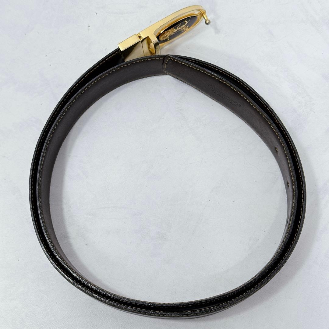 CELINE セリーヌ トリオンフ ダブル回転式ベルト 黒 希少 リバーシブル