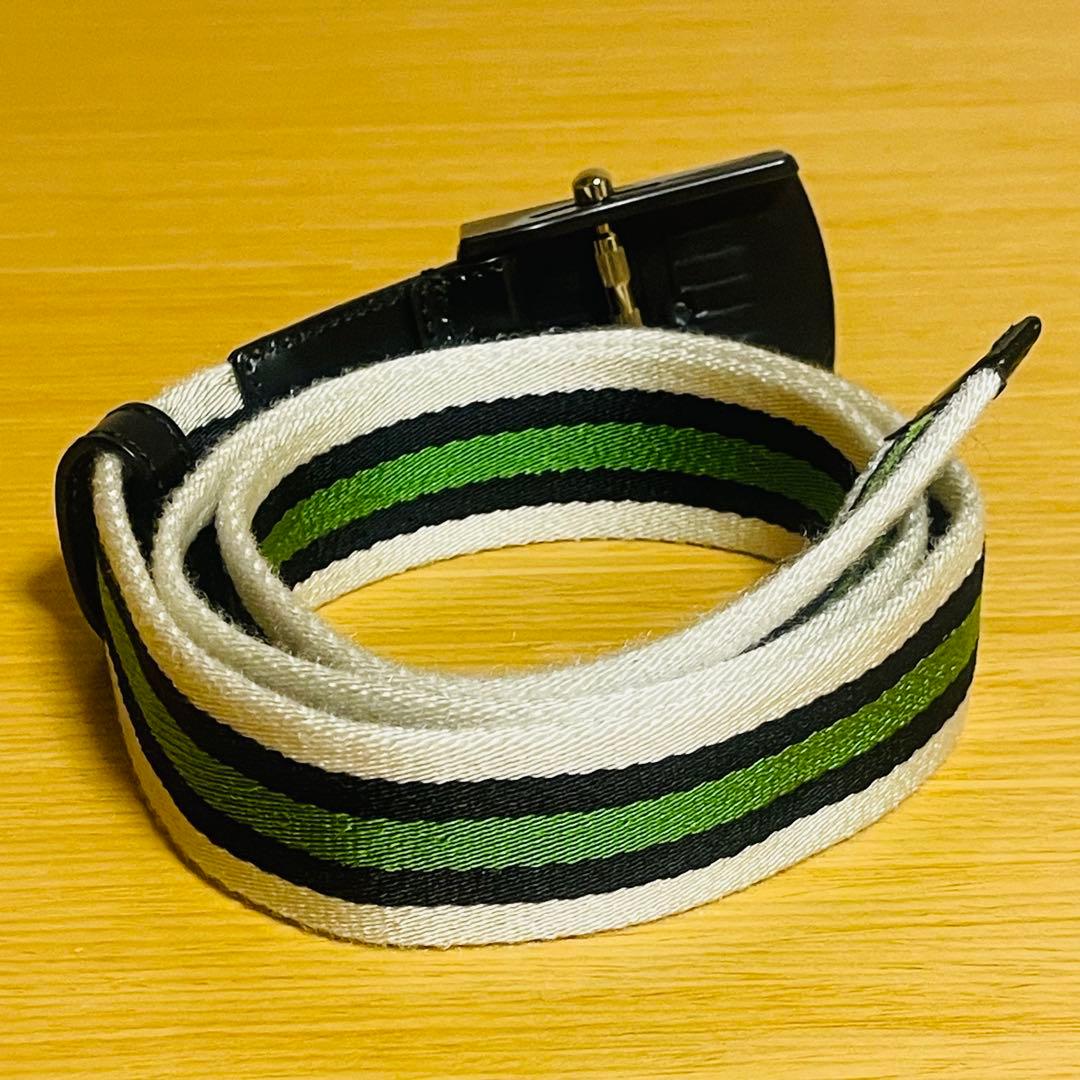 【美品・希少】グッチ ガチャベルト 筆記体ロゴ 189799 グリーン×ブラック