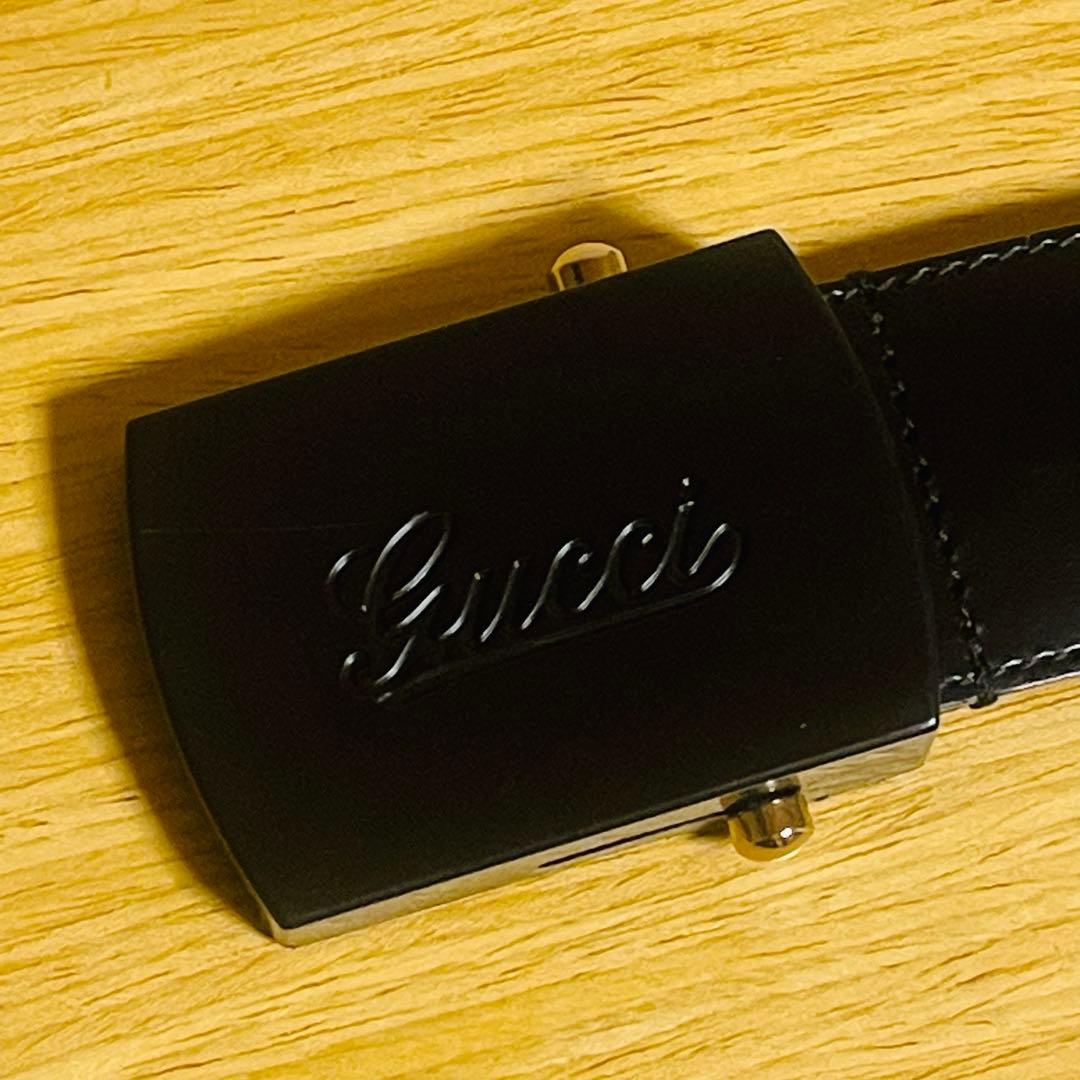 【美品・希少】グッチ ガチャベルト 筆記体ロゴ 189799 グリーン×ブラック