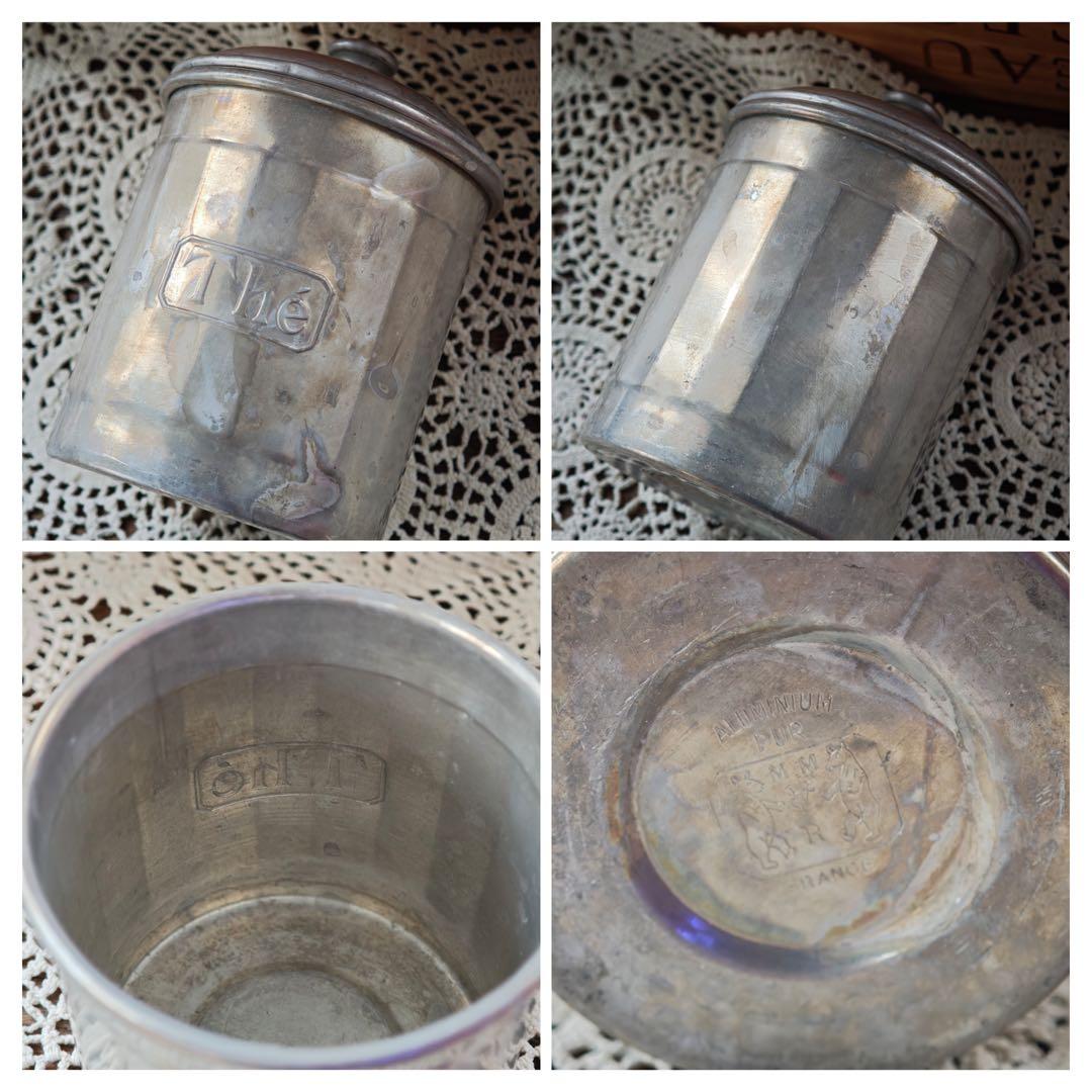 40年代フランスヴィンテージ アルミキャニスター 6点セット　フランス製刻印あり