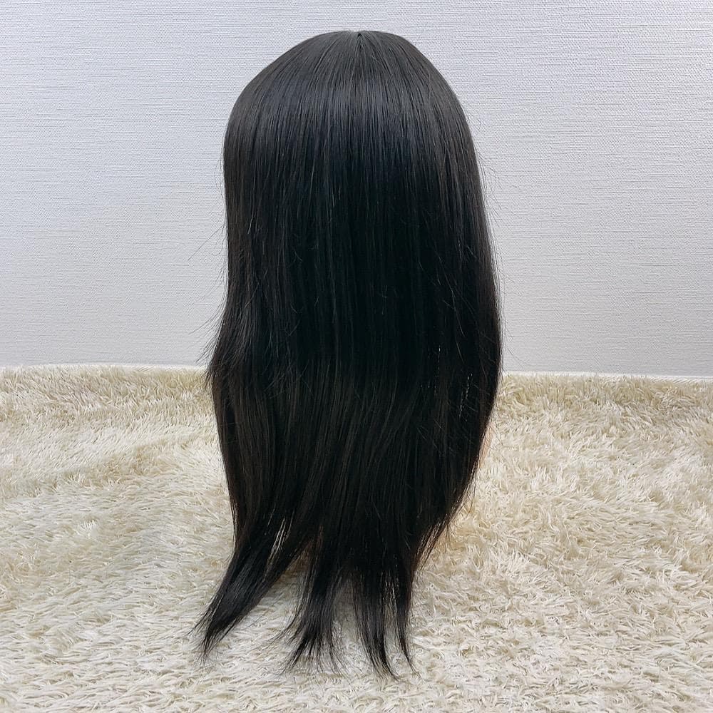 人毛100% フルウィッグ 医療用 ロング ストレート 黒髪 ブラック 50cm