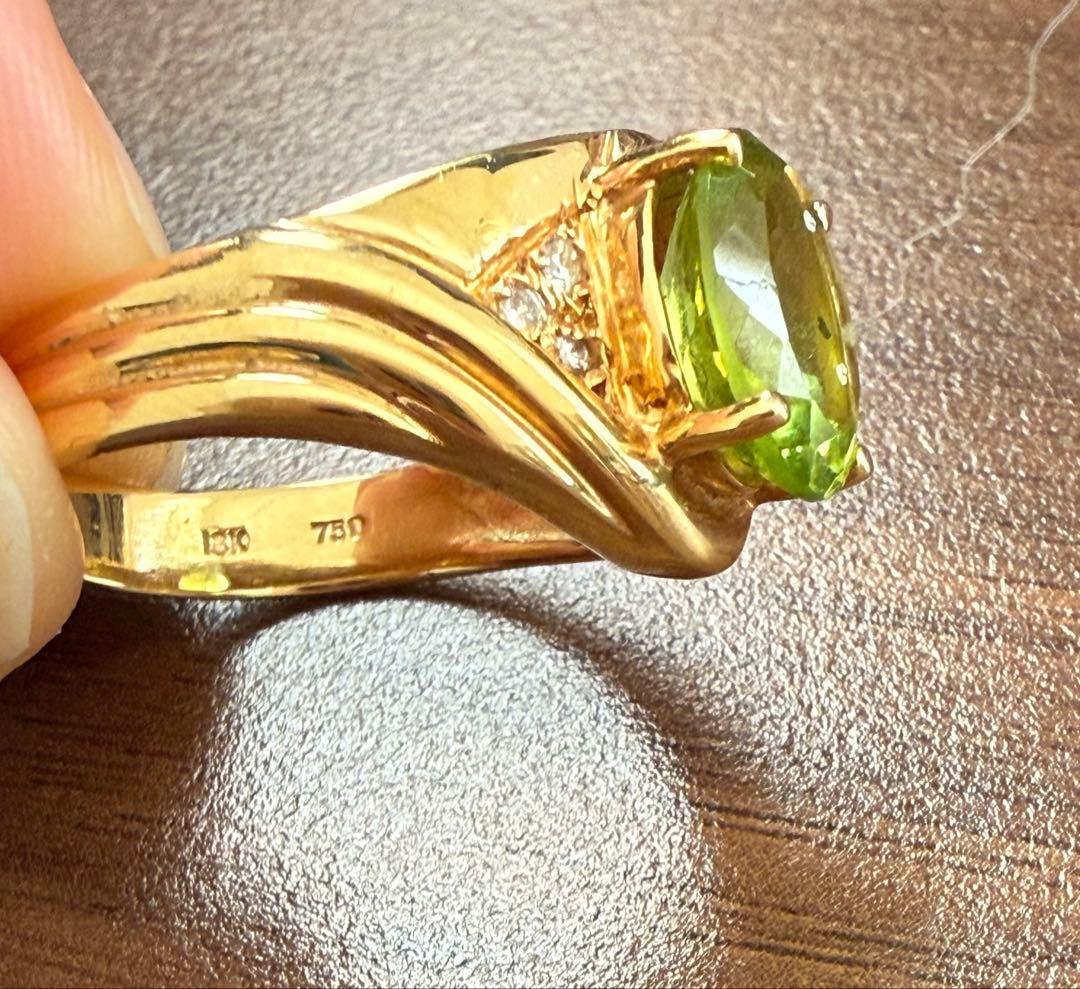 ペリドット ダイヤモンド　指輪　リング　18K 750 FGP