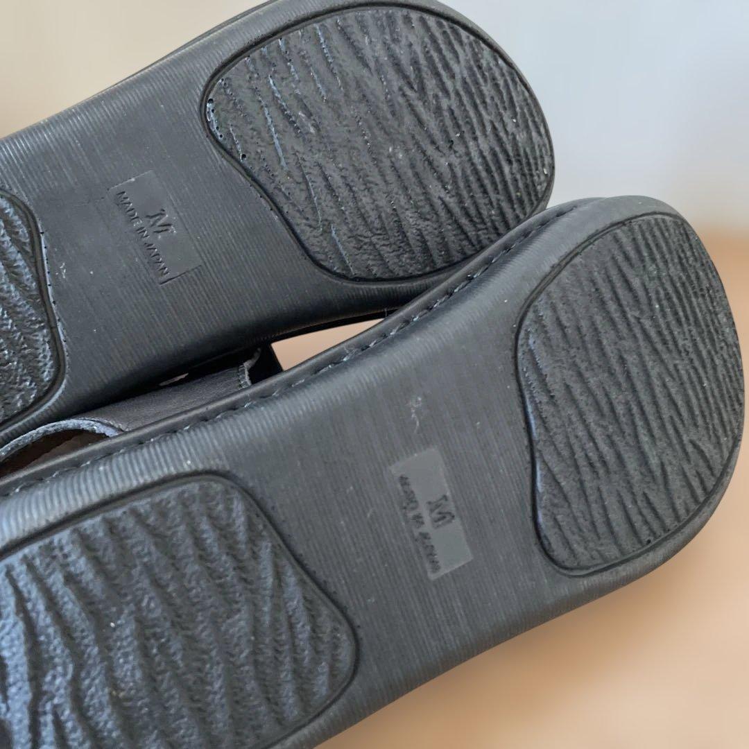 美品 プッツコンフォートサンダル Mサイズ 黒サンダル プッツ本革サンダル日本製