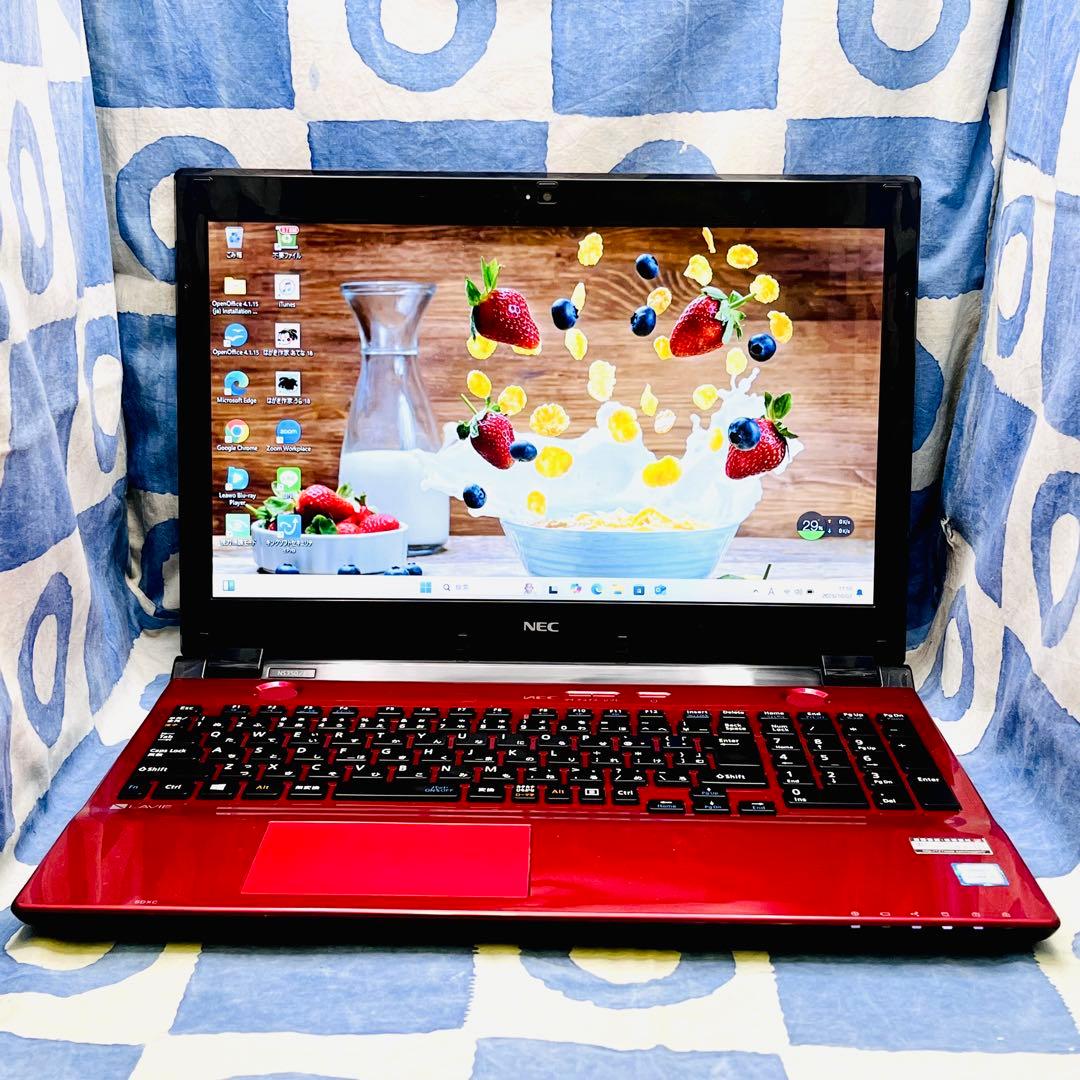 大容量HDD 1TB☆大人気赤ノートパソコン♪カメラ&ブルーレイ搭載♡Win11