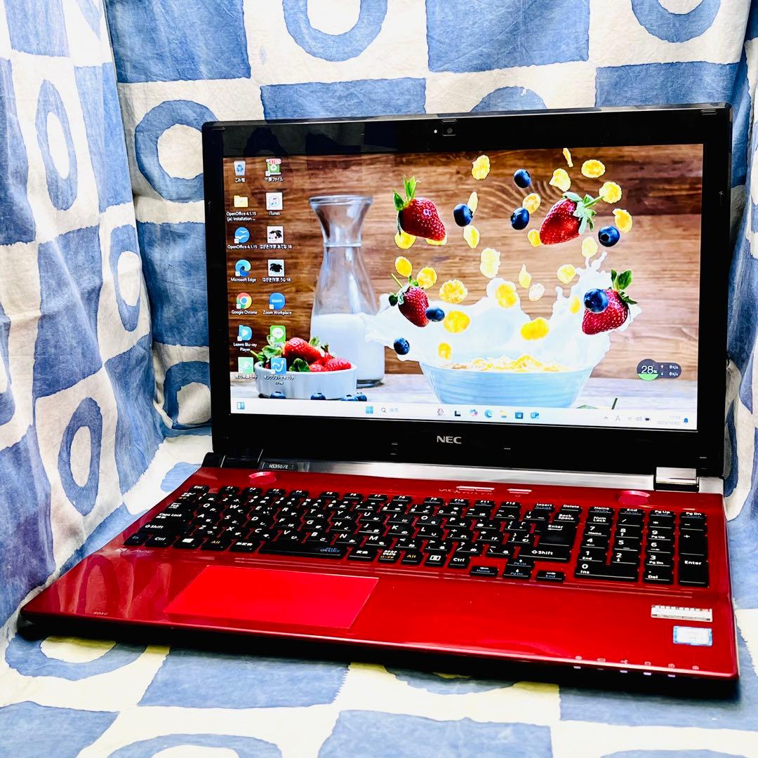 大容量HDD 1TB☆大人気赤ノートパソコン♪カメラ&ブルーレイ搭載♡Win11