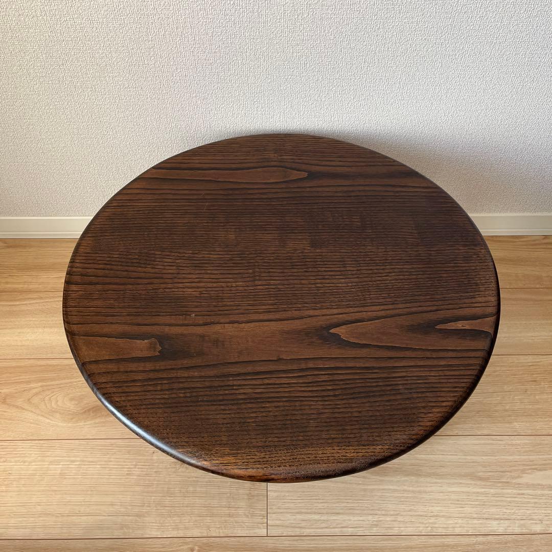 家具工房芽生★小さなちゃぶ台60Φ★クリ材猫脚