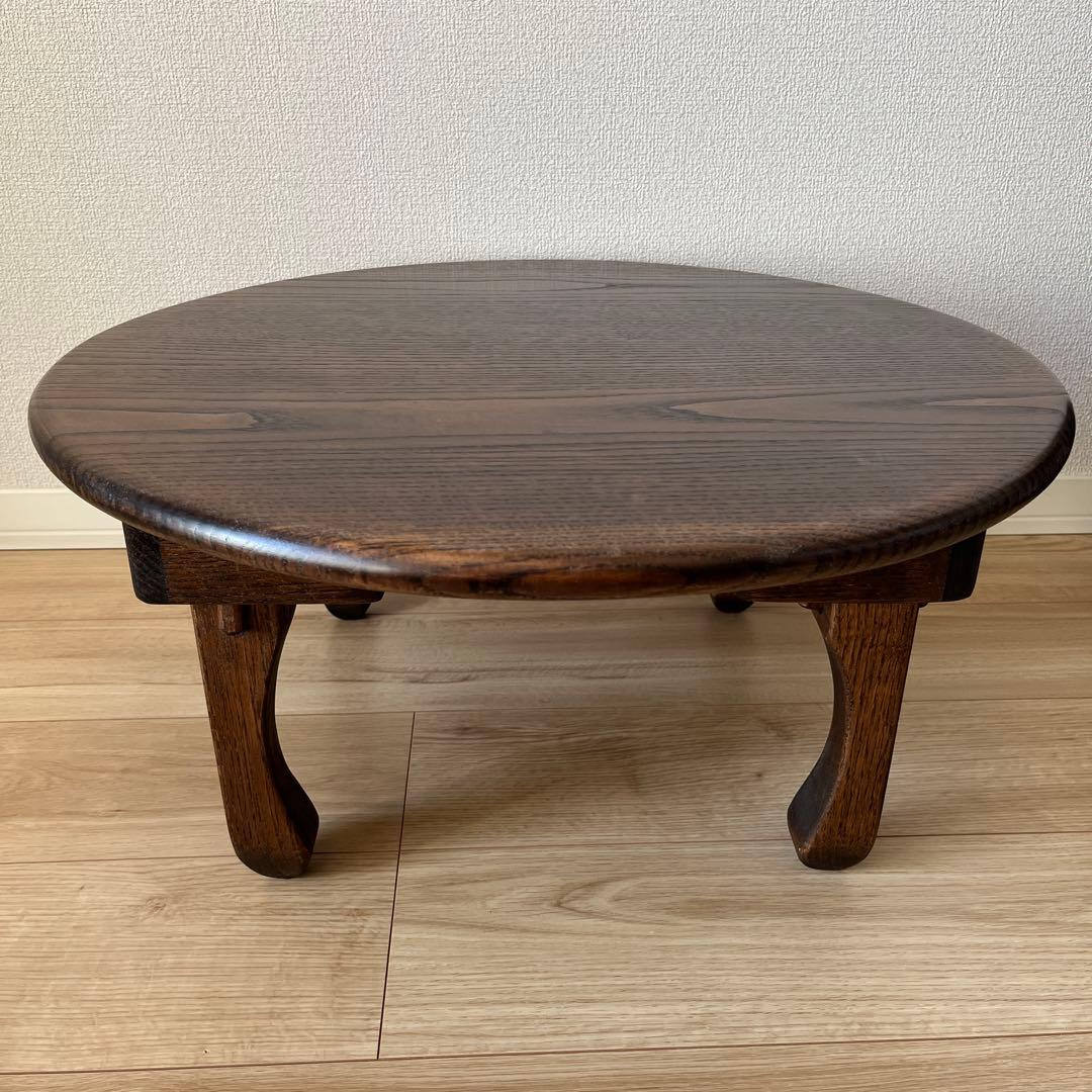 家具工房芽生★小さなちゃぶ台60Φ★クリ材猫脚