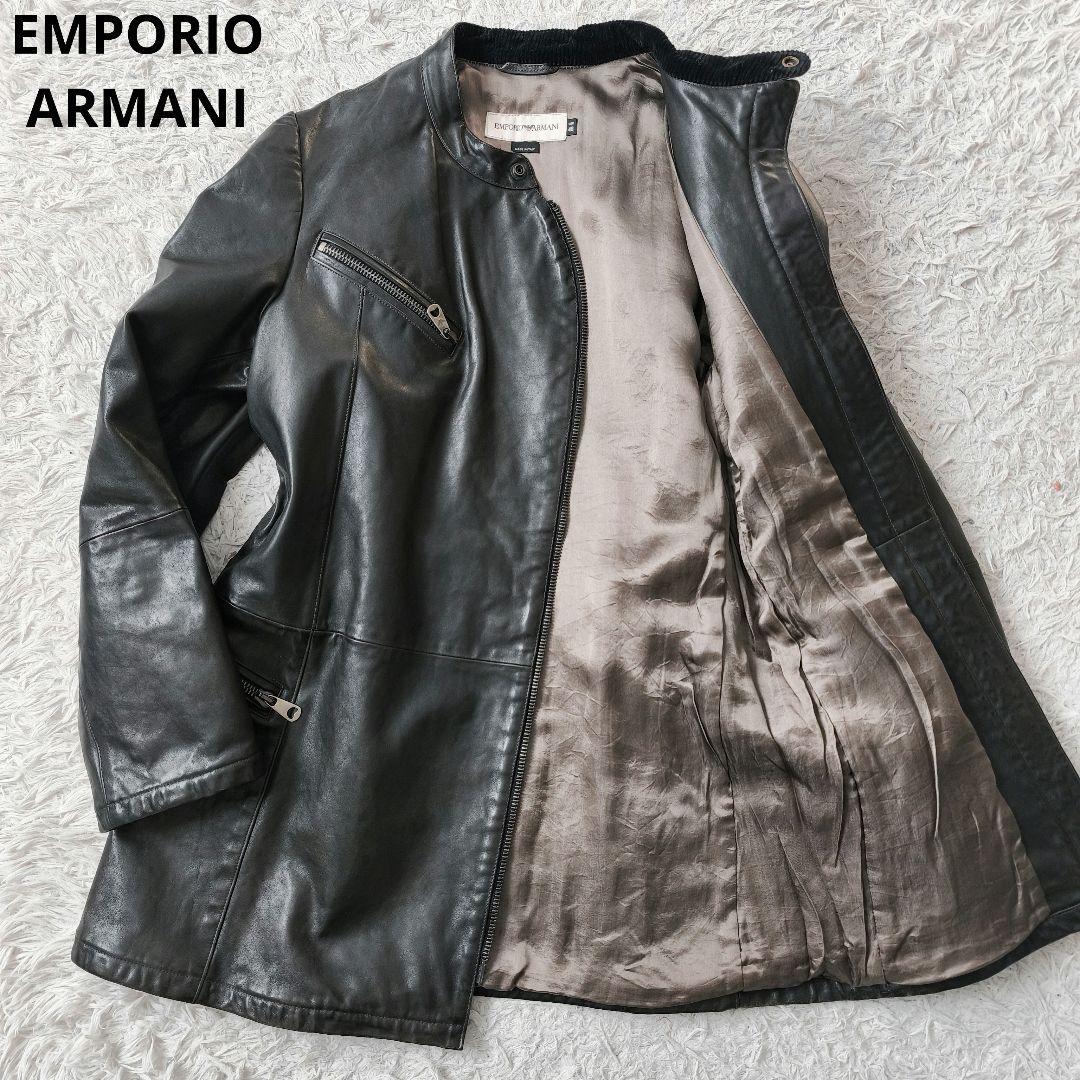 【高級◎ 希少】総丈83 エンポリオアルマーニ レザージャケット イタリア製