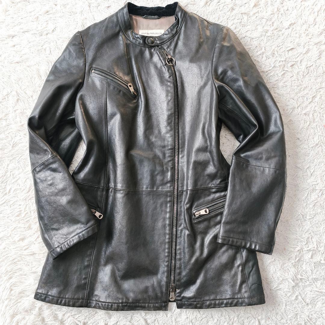 【高級◎ 希少】総丈83 エンポリオアルマーニ レザージャケット イタリア製