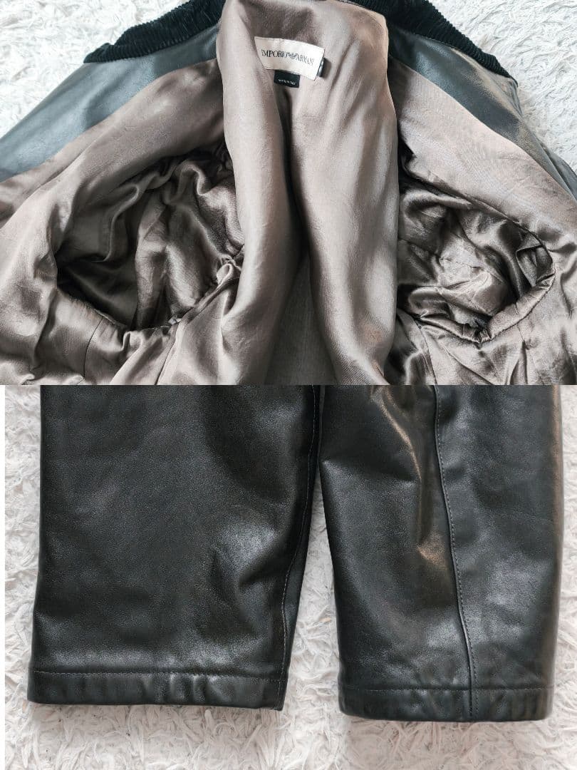 【高級◎ 希少】総丈83 エンポリオアルマーニ レザージャケット イタリア製