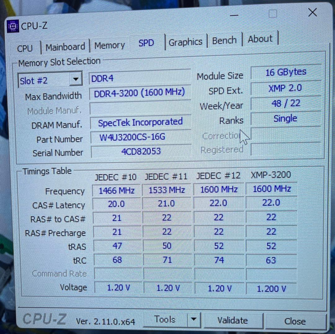 CFD DDR4-3200 メモリCL22 16GBx2 領収書有