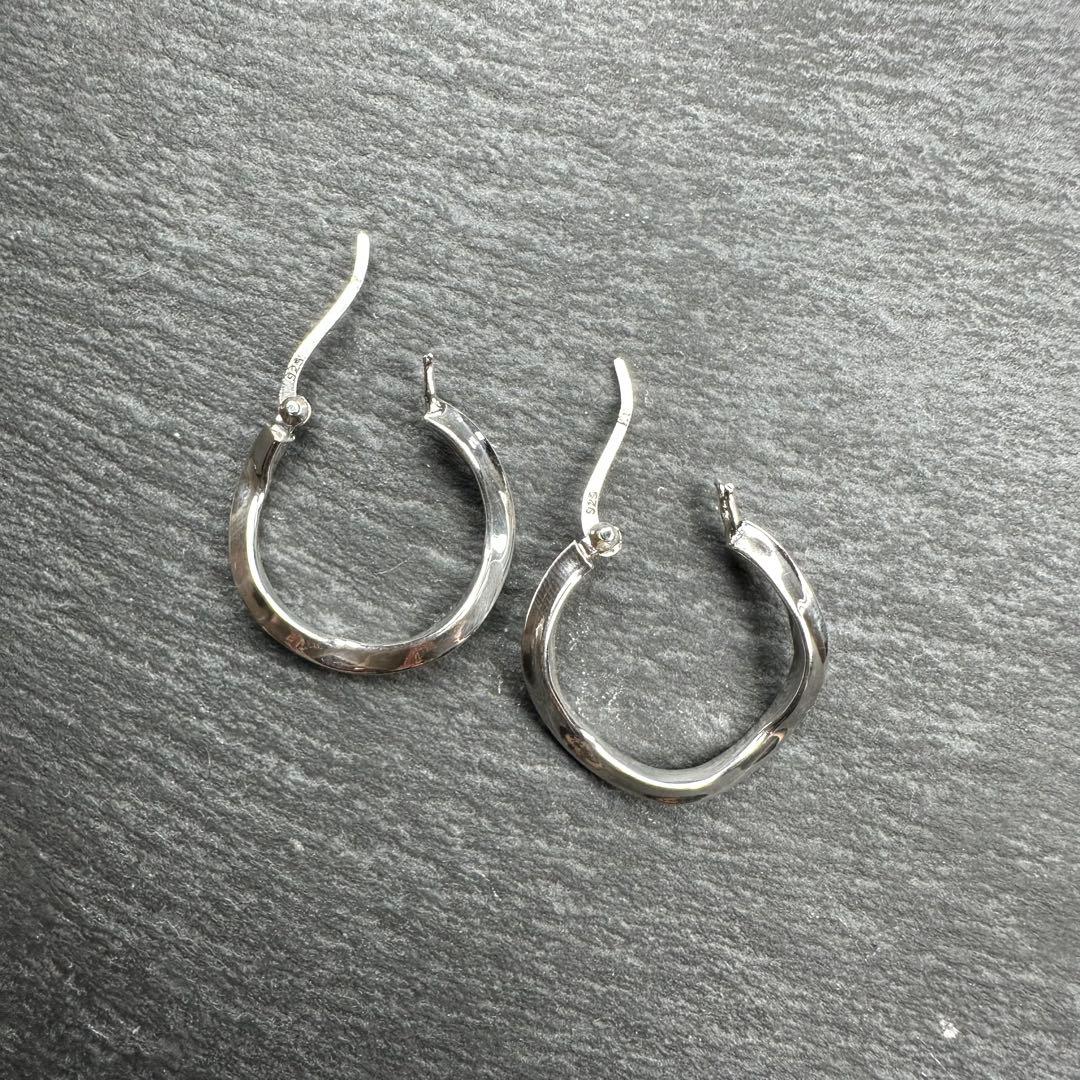 シルバー925 silver 歪みフープピアス/軽研磨仕上げ