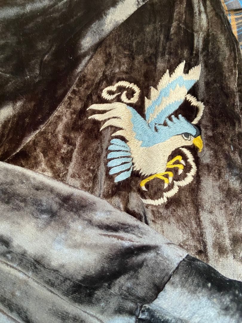 ハリウッドランチマーケット黒いサテン スカジャン 鷲刺繍サイズ　2