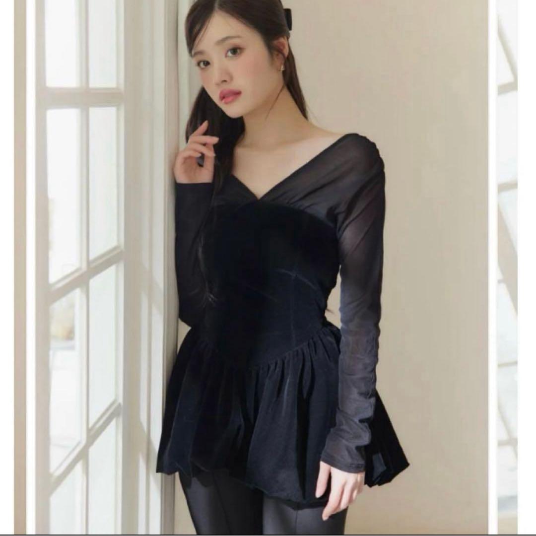 polaura ポローラ　ベロアビスチェバルーントップス