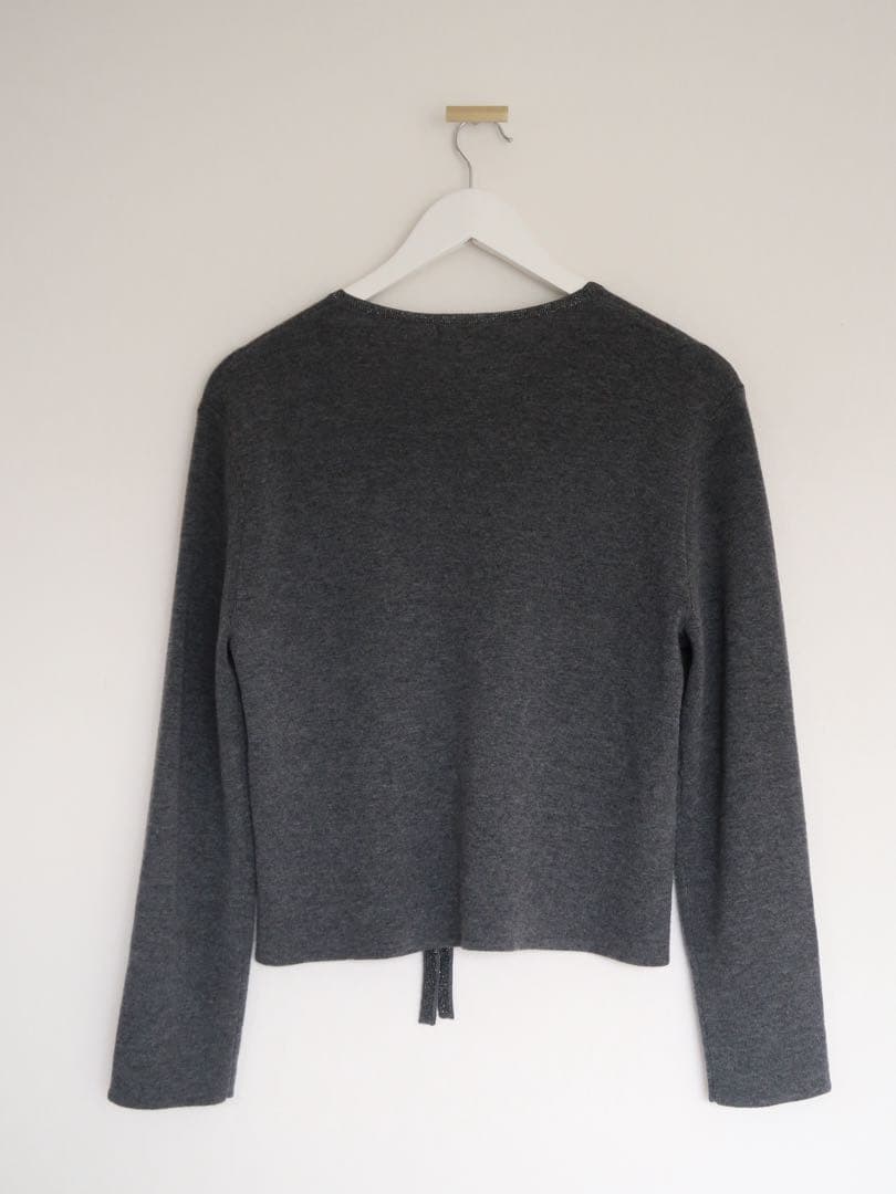 ANAYI 2025年 ステップビジューVネックカーディガン チャコールグレイ