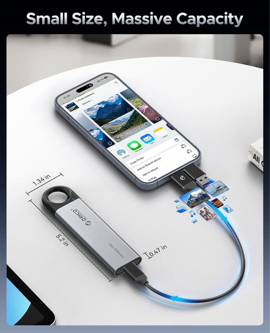 ポータブルSSD 金属合金製 2TB