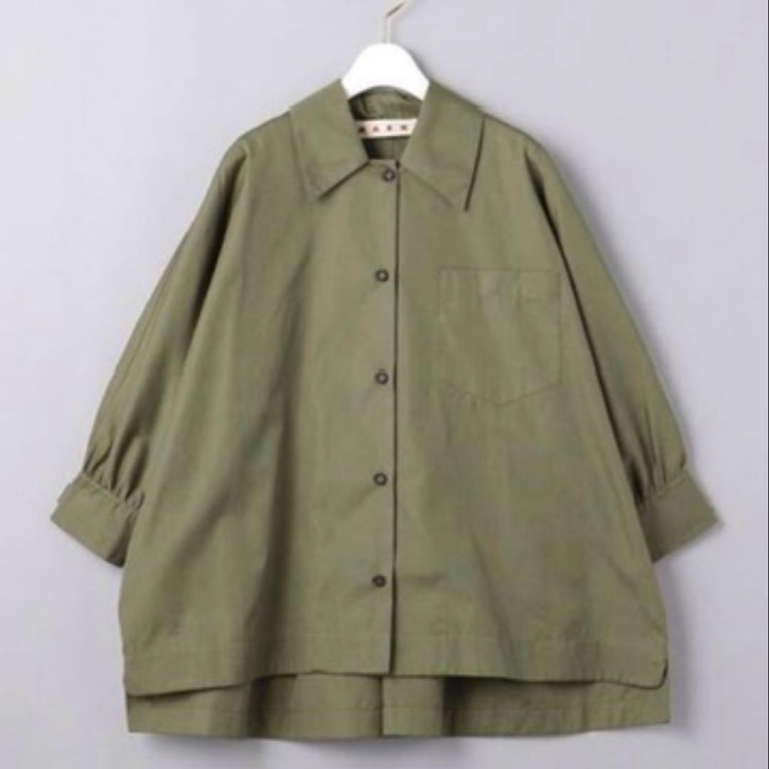 MARNI オリーブグリーン ボタンアップシャツ