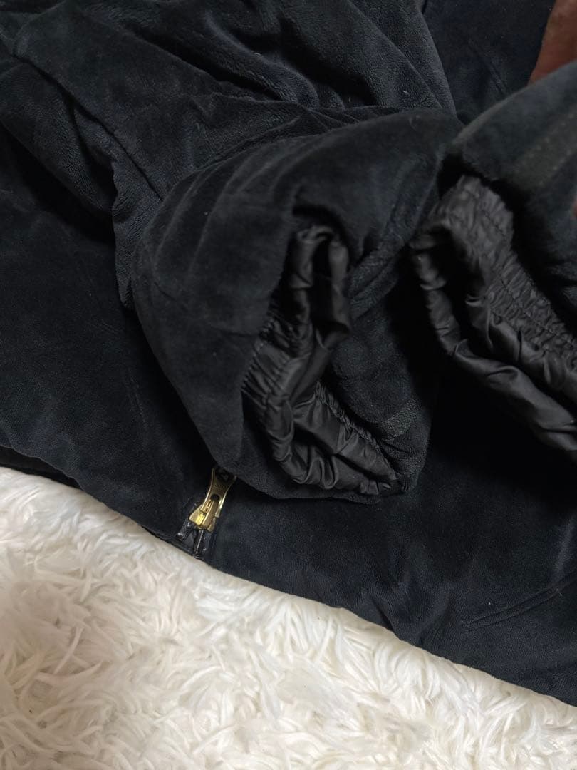 adidas アディダス ダウンジャケット ベロア　総柄 ゴールド　L