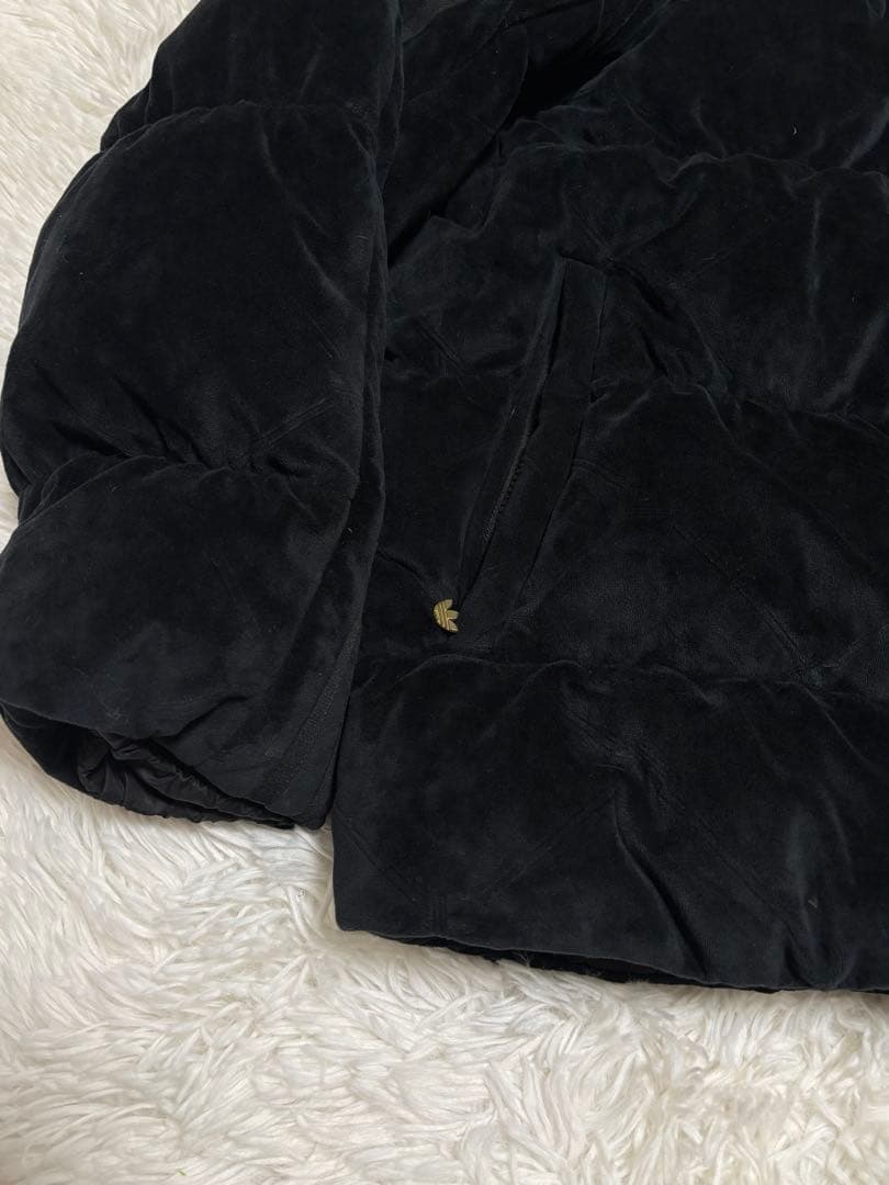 adidas アディダス ダウンジャケット ベロア　総柄 ゴールド　L