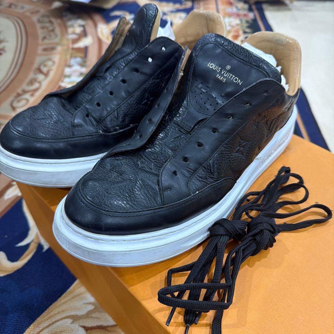 LOUIS VUITTON ブラック レザー スニーカー
