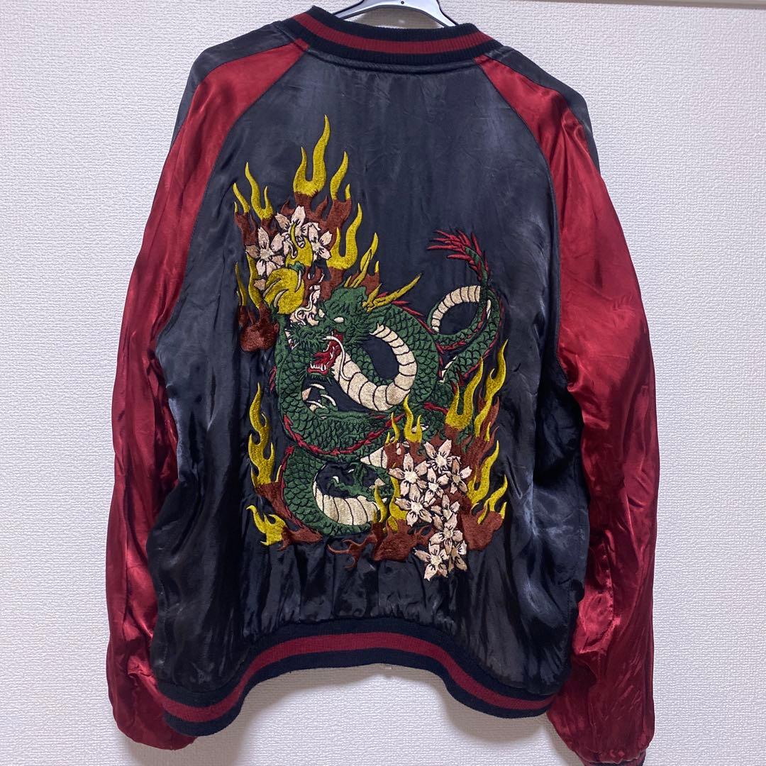 SATORI リバーシブルスカジャン 和柄 龍 スカル ドクロ 刺繍 花旅楽団