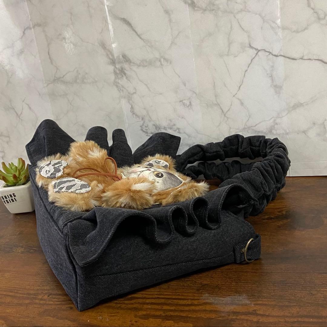 ゆ*ら様 コヤンイサムチョン デニムリメイク フリルバッグ ハンドメイド