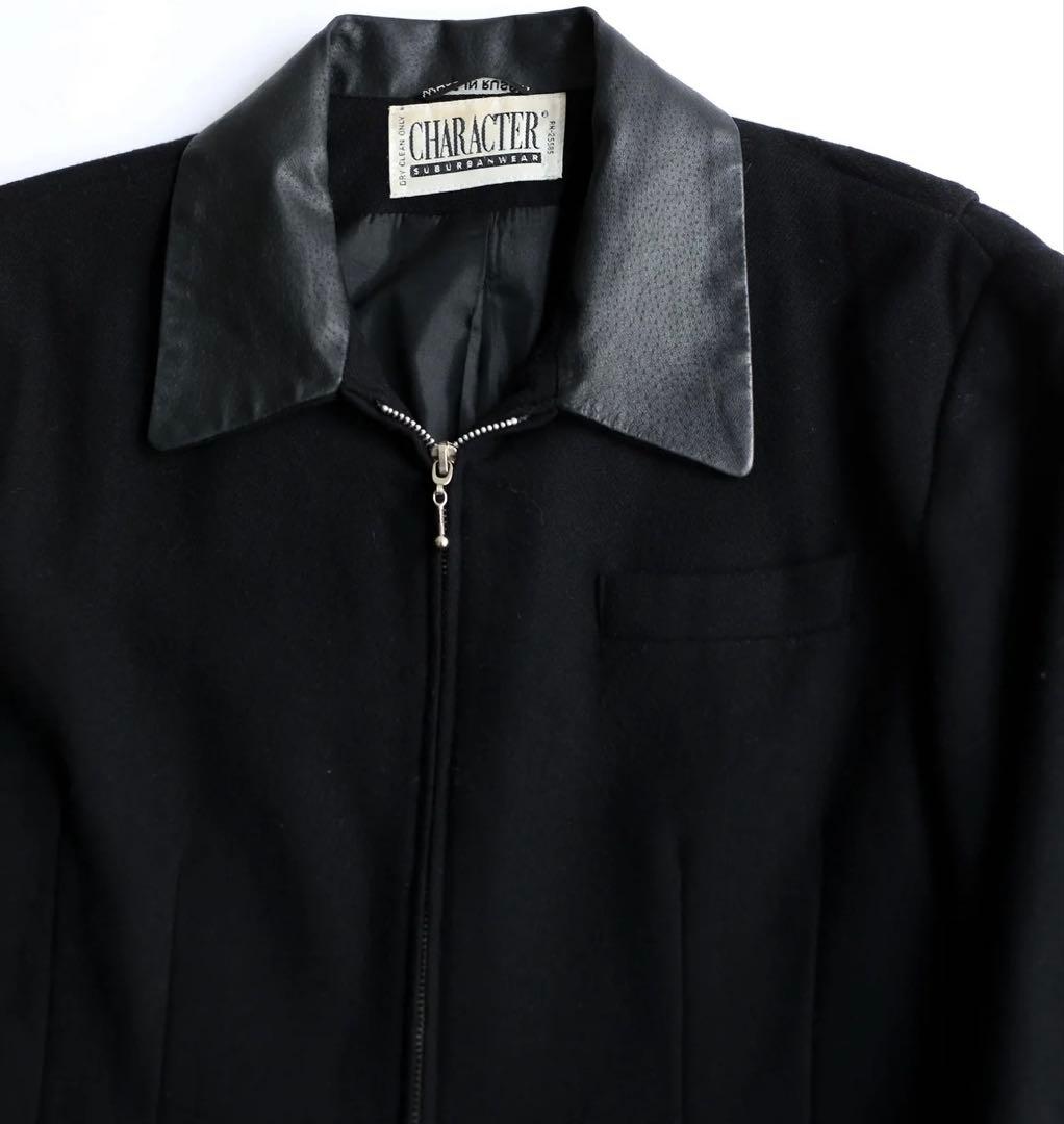 ジャケット・アウター 90's LEATHER COLLAR WOOL DRIZZLER JACKET