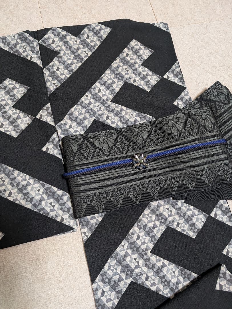 撫松庵　お仕立て上がり浴衣　紗綾形　ブラック　セオアルファ　未使用・タグ付き